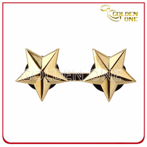 Diseño personalizado en relieve en relieve Dos estrellas Pin Badge