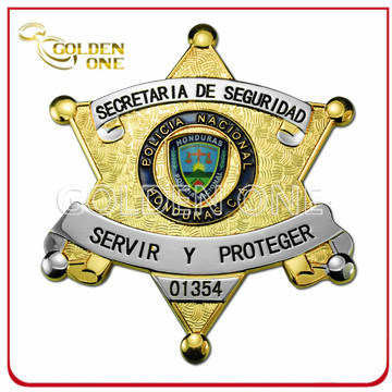 Insignia de policía de metal de esmalte de latón estampado personalizado