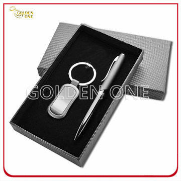 Bolígrafo de promoción y juego de regalo de llavero de metal
