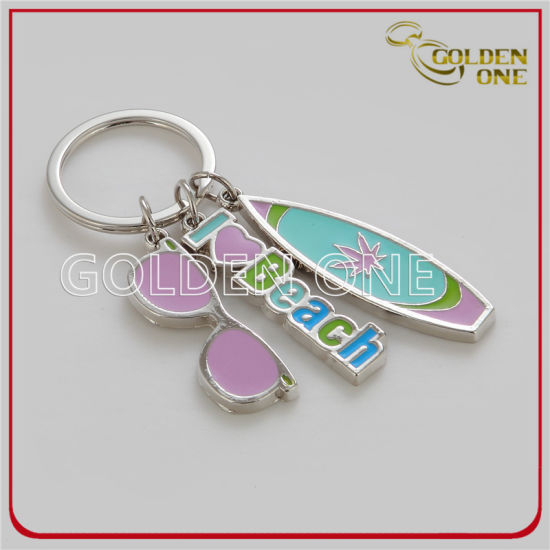 Llavero de metal plateado de estilo de verano personalizado más nuevo