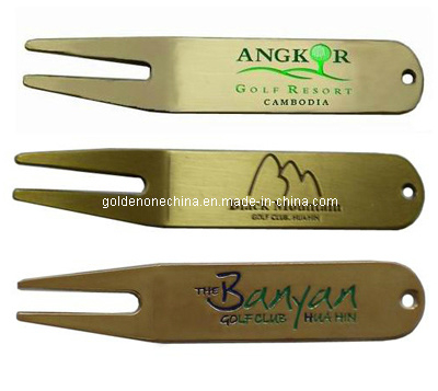 Herramienta de divot de golf de metal plateada de latón personalizada (GP01)