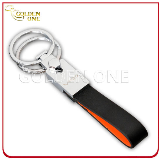 Cadena de cuero de la PU del anillo doble de grabado personalizado