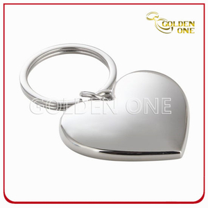 Llavero de metal niquelado en blanco con forma de corazón de regalo promocional