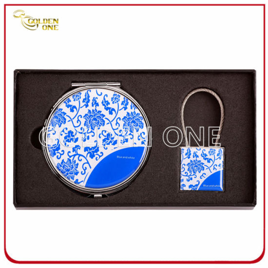 Conjunto de regalos de maquillaje clásico espejo y llavero