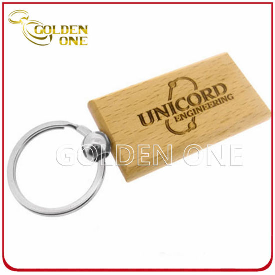 Venta al por mayor Llavero de madera rectangular de grabado barato