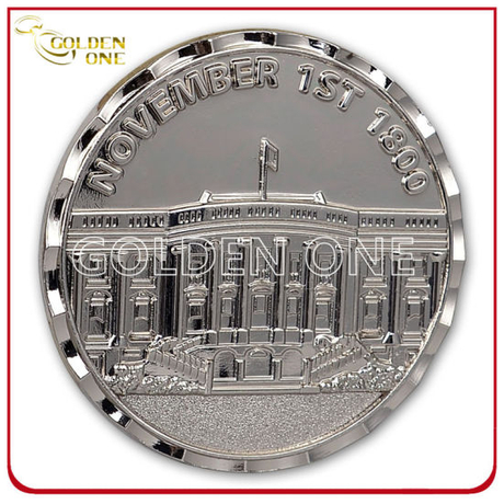 Moneda conmemorativa de metal de acabado de níquel brillante de estilo personalizado