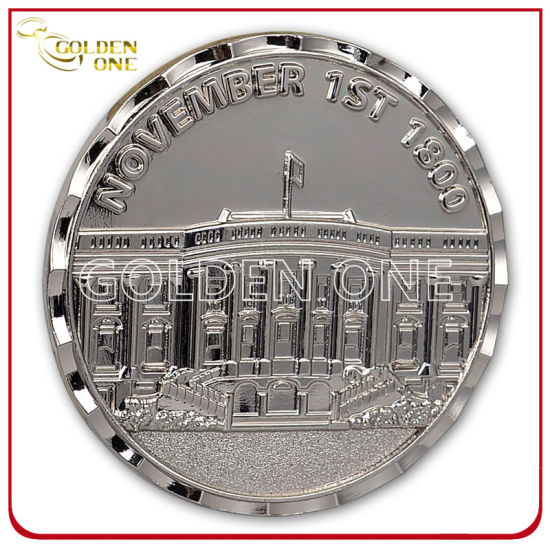 Moneda conmemorativa de metal de acabado de níquel brillante de estilo personalizado