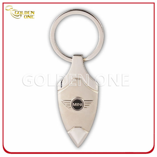 Soporte de llave de metal de cable de recuerdo de coche de forma ovalada en blanco personalizado