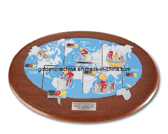 Souvenir Base de madera y placa de metal Placa de premio (WM02)