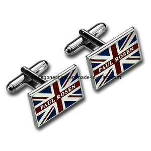 Gemelos de metal con esmalte duro de imitación de la bandera del Reino Unido