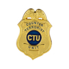 Insignia militar de seguridad de la policía de la policía de metal de chapado de oro personalizado con soporte de cuero