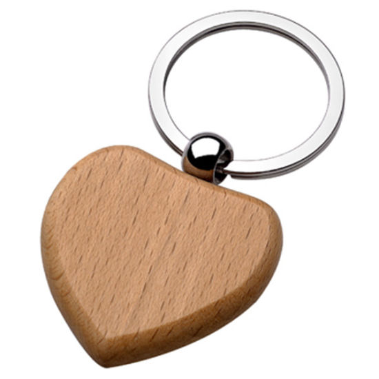 Llavero de madera de metal de forma de corazón estilo personalizado