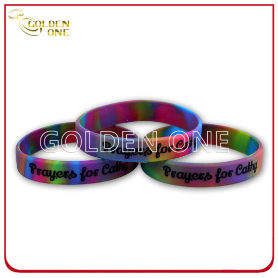 Diseño cóncavo impreso de calidad superior de calidad superior pulsera de goma