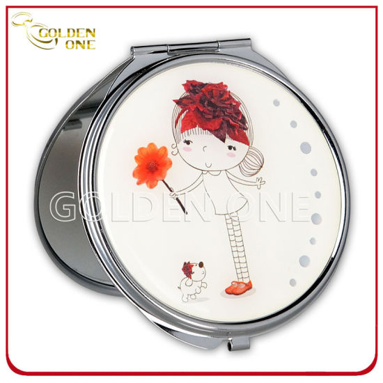 Espejo de maquillaje portátil de impresión personalizada de impresión de regalo de señora