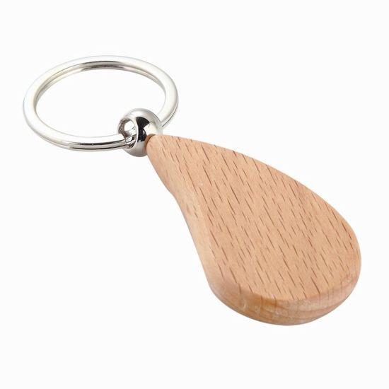Nuevo diseño de calidad fina forma ovalada de madera llavero de madera